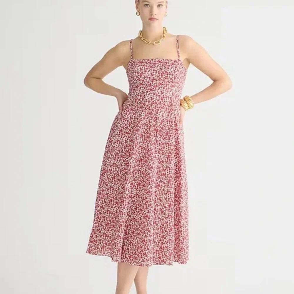 NWT J.Crew Seamed Flare Midi Dress in Liberty® Eliza's Red Fabric Size 6